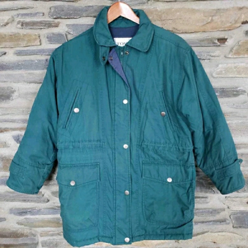 Towne By London Fog Dark Green Coat XS Chore Coat Style